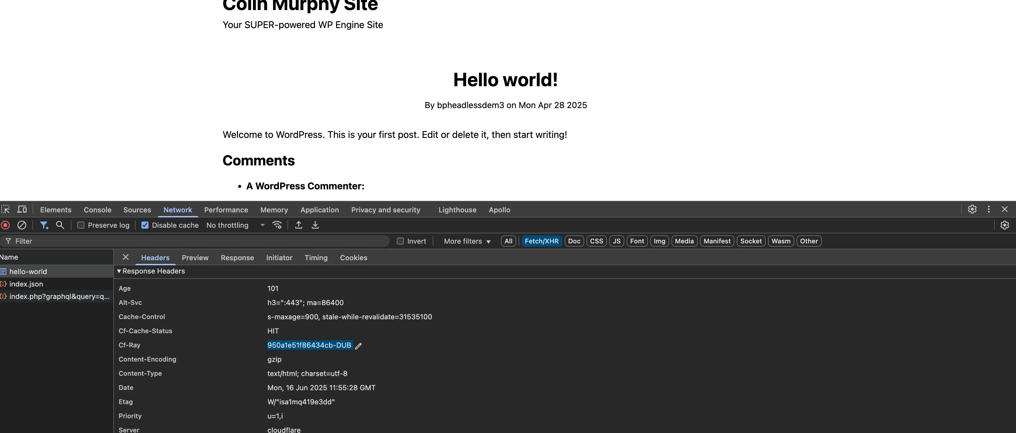 Initial server request